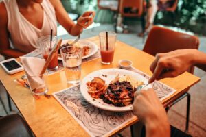 two people eating