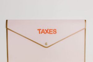an envelope labelled taxes